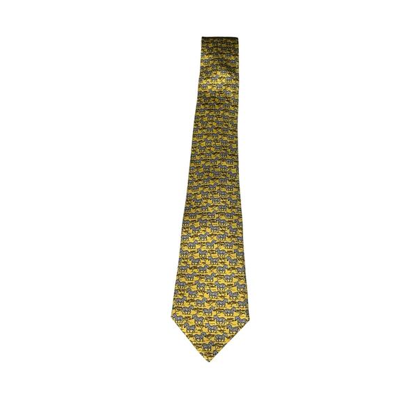 707.Hermes Animal Print Silk Tie for Men - Picture 1 of 3